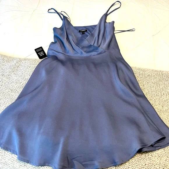 Express | Dresses | Express Satin Blue Dress | Poshmark